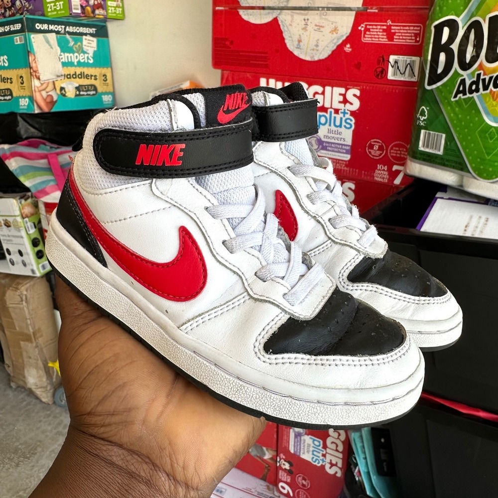 Nike Court Borough Mid 2 High Top Athletic Shoes Toddler Size 11 White Red Black - Picture 13 of 14